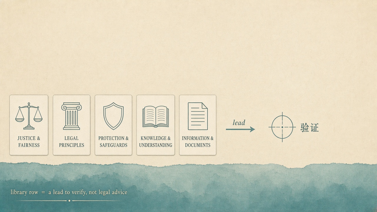 Quiet disclaimer: library row = lead to verify — not legal advice